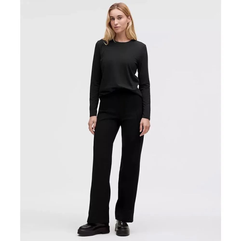 LULULEMON Classic LONG SLEEVE CREWBLACK PIMA COTTON SZ 8